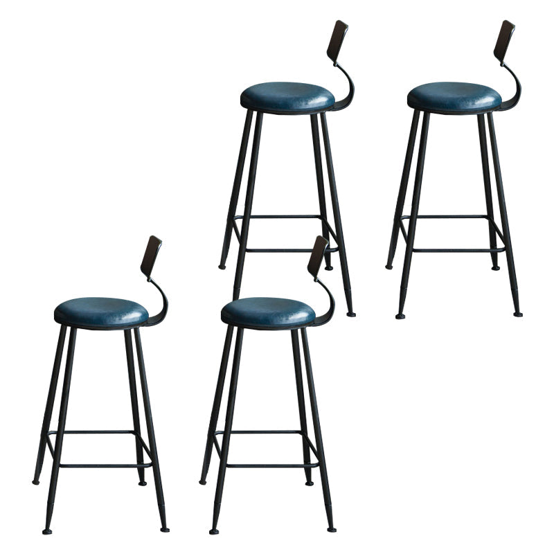 Sgabelli da bar industriali in finta pelle in pelle con zampe metalliche