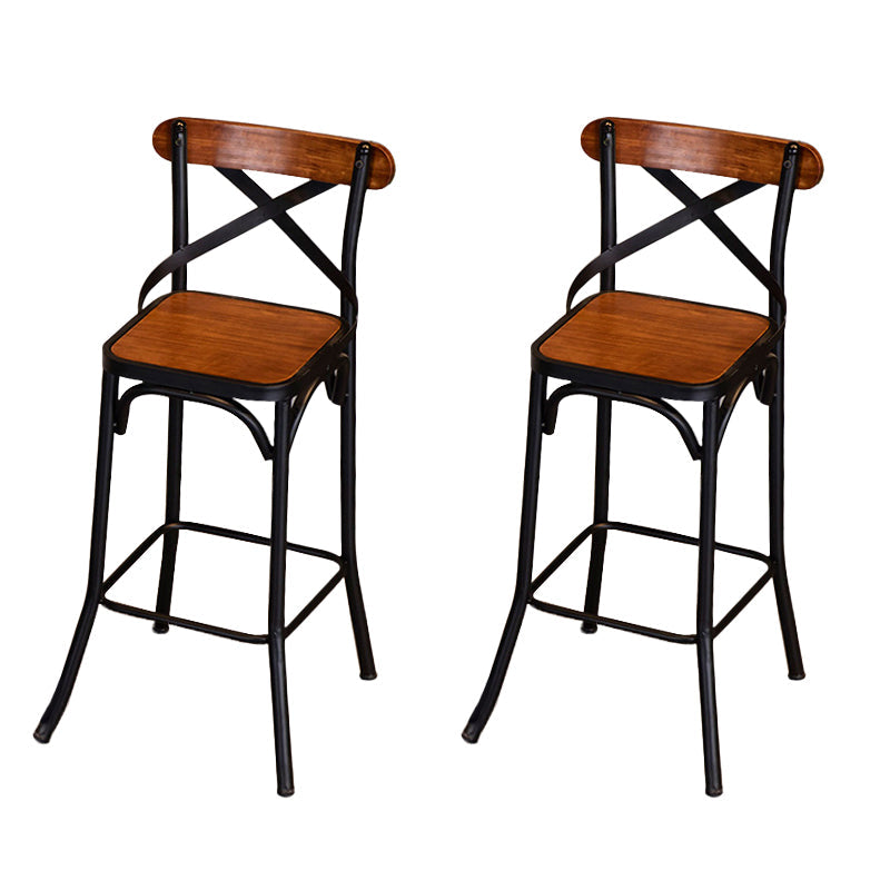 Solid Wood Dining Stools Industrial Dining Stools with Metal Base