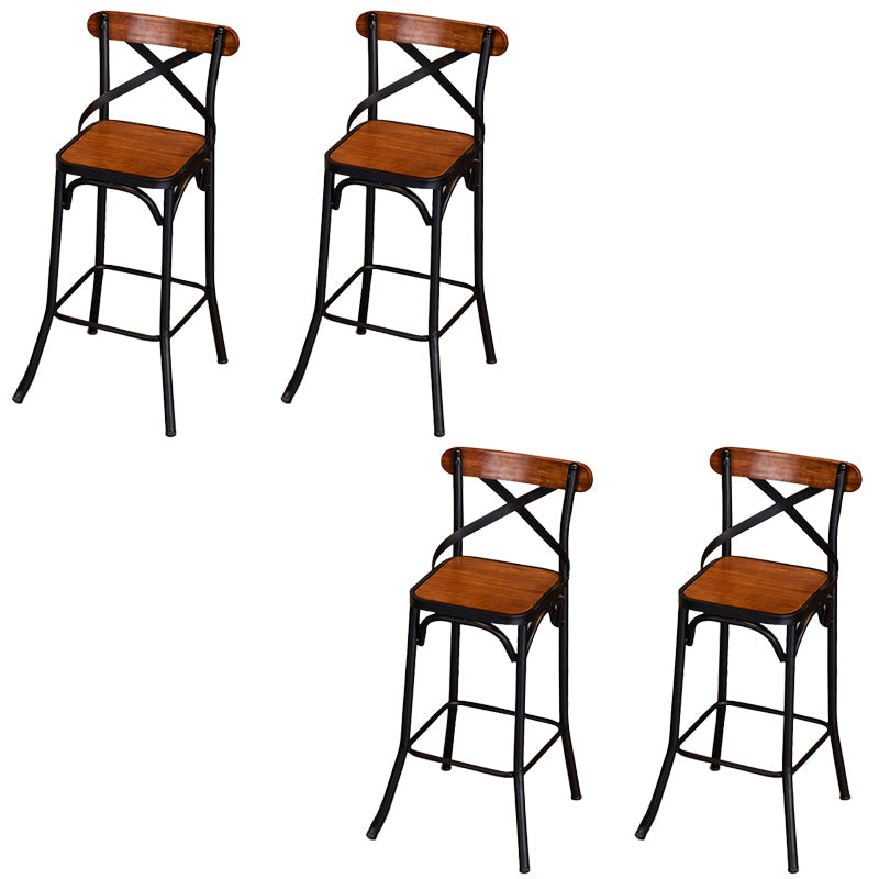 Solid Wood Dining Stools Industrial Dining Stools with Metal Base