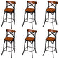 Solid Wood Dining Stools Industrial Dining Stools with Metal Base