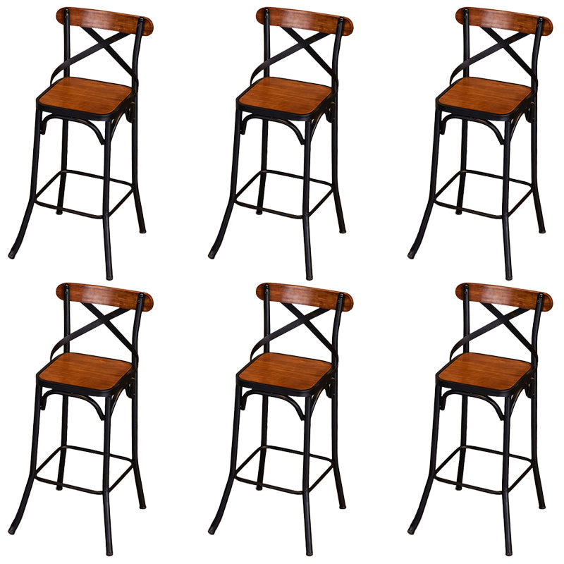 Solid Wood Dining Stools Industrial Dining Stools with Metal Base