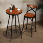 Solid Wood Dining Stools Industrial Dining Stools with Metal Base