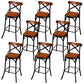 Solid Wood Dining Stools Industrial Dining Stools with Metal Base