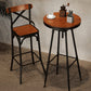 Solid Wood Dining Stools Industrial Dining Stools with Metal Base