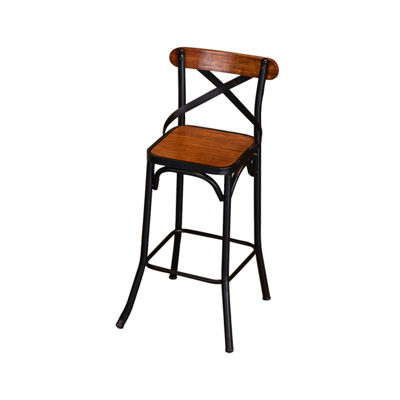 Solid Wood Dining Stools Industrial Dining Stools with Metal Base