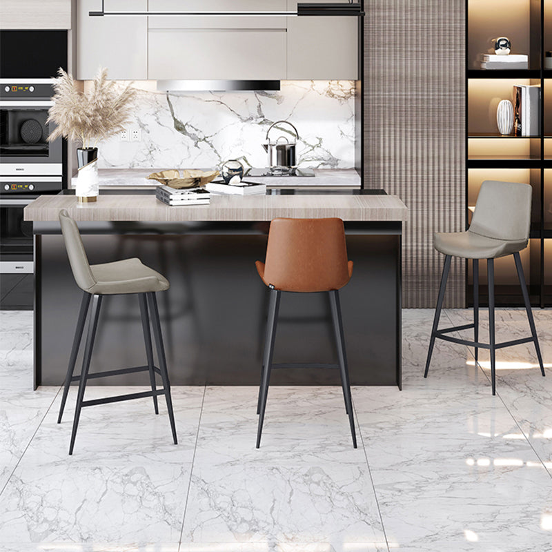 Faux Leather Upholstered Stools Low Back Bar Stools with Metal Base Clearhalo 'Bar Furniture' 'Bar Stools' 'bar_stools' 'furn' 'furn_bar_stools' 'Furniture' 'Kitchen & Dining Furniture' 6968010