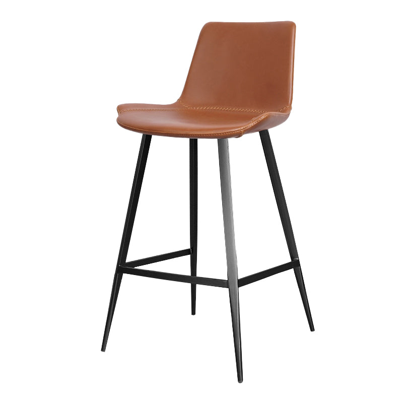 Faux Leather Upholstered Stools Low Back Bar Stools with Metal Base Brown 1 Piece Bar Stool(30"H) Clearhalo 'Bar Furniture' 'Bar Stools' 'bar_stools' 'furn' 'furn_bar_stools' 'Furniture' 'Kitchen & Dining Furniture' 6968011
