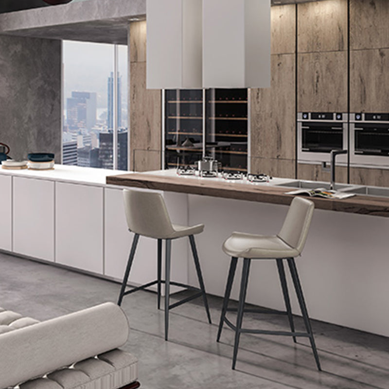 Faux Leather Upholstered Stools Low Back Bar Stools with Metal Base Clearhalo 'Bar Furniture' 'Bar Stools' 'bar_stools' 'furn' 'furn_bar_stools' 'Furniture' 'Kitchen & Dining Furniture' 6968017