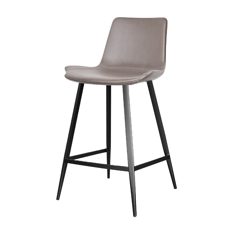 Faux Leather Upholstered Stools Low Back Bar Stools with Metal Base Gray 1 Piece Counter Stool(26"H) Clearhalo 'Bar Furniture' 'Bar Stools' 'bar_stools' 'furn' 'furn_bar_stools' 'Furniture' 'Kitchen & Dining Furniture' 6968018