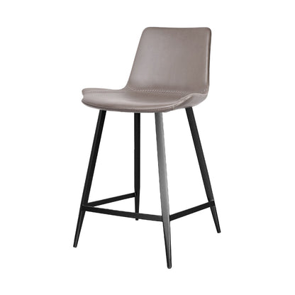 Faux Leather Upholstered Stools Low Back Bar Stools with Metal Base Gray 1 Piece Short Stool(22"H) Clearhalo 'Bar Furniture' 'Bar Stools' 'bar_stools' 'furn' 'furn_bar_stools' 'Furniture' 'Kitchen & Dining Furniture' 6968020