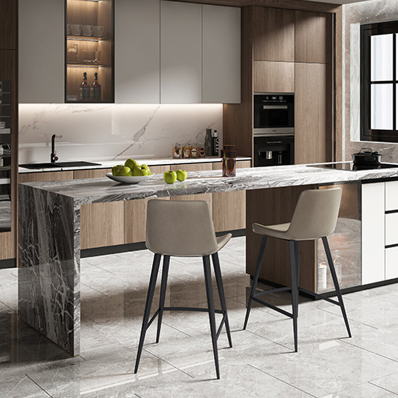 Faux Leather Upholstered Stools Low Back Bar Stools with Metal Base Clearhalo 'Bar Furniture' 'Bar Stools' 'bar_stools' 'furn' 'furn_bar_stools' 'Furniture' 'Kitchen & Dining Furniture' 6968028