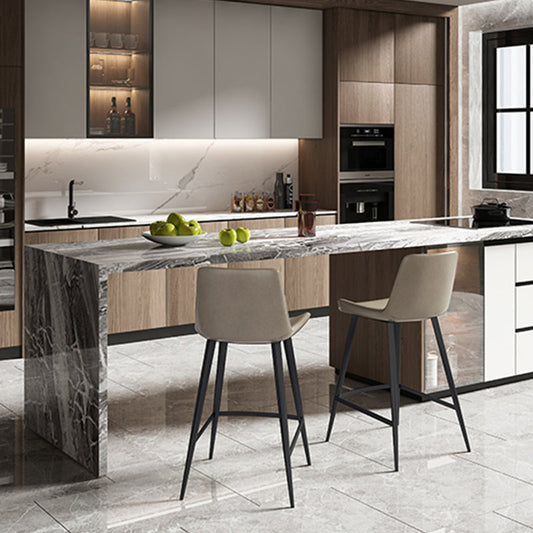 Faux Leather Upholstered Stools Low Back Bar Stools with Metal Base Clearhalo 'Bar Furniture' 'Bar Stools' 'bar_stools' 'furn' 'furn_bar_stools' 'Furniture' 'Kitchen & Dining Furniture' 6968028