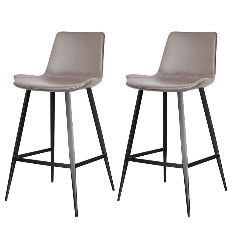 Faux Leather Upholstered Stools Low Back Bar Stools with Metal Base Gray 2 Piece Set Bar Stool(30"H) Clearhalo 'Bar Furniture' 'Bar Stools' 'bar_stools' 'furn' 'furn_bar_stools' 'Furniture' 'Kitchen & Dining Furniture' 6968029