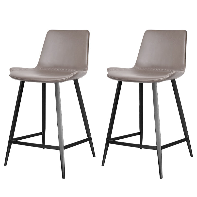 Faux Leather Upholstered Stools Low Back Bar Stools with Metal Base Gray 2 Piece Set Short Stool(22"H) Clearhalo 'Bar Furniture' 'Bar Stools' 'bar_stools' 'furn' 'furn_bar_stools' 'Furniture' 'Kitchen & Dining Furniture' 6968031