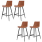 Faux Leather Upholstered Stools Low Back Bar Stools with Metal Base Brown 4 Piece Set Bar Stool(30"H) Clearhalo 'Bar Furniture' 'Bar Stools' 'bar_stools' 'furn' 'furn_bar_stools' 'Furniture' 'Kitchen & Dining Furniture' 6968032