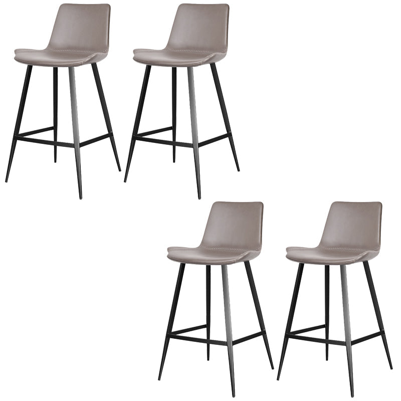 Faux Leather Upholstered Stools Low Back Bar Stools with Metal Base Gray 4 Piece Set Bar Stool(30"H) Clearhalo 'Bar Furniture' 'Bar Stools' 'bar_stools' 'furn' 'furn_bar_stools' 'Furniture' 'Kitchen & Dining Furniture' 6968035