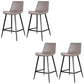 Faux Leather Upholstered Stools Low Back Bar Stools with Metal Base Gray 4 Piece Set Counter Stool(26"H) Clearhalo 'Bar Furniture' 'Bar Stools' 'bar_stools' 'furn' 'furn_bar_stools' 'Furniture' 'Kitchen & Dining Furniture' 6968036