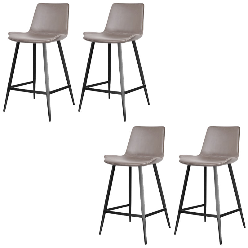 Faux Leather Upholstered Stools Low Back Bar Stools with Metal Base Gray 4 Piece Set Counter Stool(26"H) Clearhalo 'Bar Furniture' 'Bar Stools' 'bar_stools' 'furn' 'furn_bar_stools' 'Furniture' 'Kitchen & Dining Furniture' 6968036