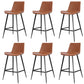 Faux Leather Upholstered Stools Low Back Bar Stools with Metal Base Brown 6 Piece Set Bar Stool(30"H) Clearhalo 'Bar Furniture' 'Bar Stools' 'bar_stools' 'furn' 'furn_bar_stools' 'Furniture' 'Kitchen & Dining Furniture' 6968038