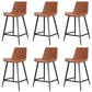 Faux Leather Upholstered Stools Low Back Bar Stools with Metal Base Brown 6 Piece Set Short Stool(22"H) Clearhalo 'Bar Furniture' 'Bar Stools' 'bar_stools' 'furn' 'furn_bar_stools' 'Furniture' 'Kitchen & Dining Furniture' 6968040