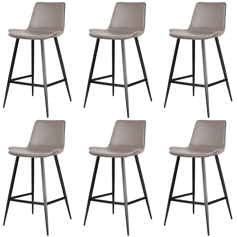 Faux Leather Upholstered Stools Low Back Bar Stools with Metal Base Gray 6 Piece Set Bar Stool(30"H) Clearhalo 'Bar Furniture' 'Bar Stools' 'bar_stools' 'furn' 'furn_bar_stools' 'Furniture' 'Kitchen & Dining Furniture' 6968041