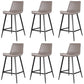 Faux Leather Upholstered Stools Low Back Bar Stools with Metal Base Gray 6 Piece Set Counter Stool(26"H) Clearhalo 'Bar Furniture' 'Bar Stools' 'bar_stools' 'furn' 'furn_bar_stools' 'Furniture' 'Kitchen & Dining Furniture' 6968042