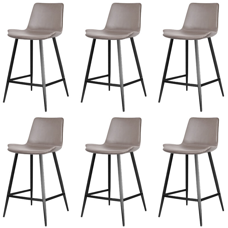 Faux Leather Upholstered Stools Low Back Bar Stools with Metal Base Gray 6 Piece Set Counter Stool(26"H) Clearhalo 'Bar Furniture' 'Bar Stools' 'bar_stools' 'furn' 'furn_bar_stools' 'Furniture' 'Kitchen & Dining Furniture' 6968042