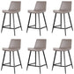 Faux Leather Upholstered Stools Low Back Bar Stools with Metal Base Gray 6 Piece Set Short Stool(22"H) Clearhalo 'Bar Furniture' 'Bar Stools' 'bar_stools' 'furn' 'furn_bar_stools' 'Furniture' 'Kitchen & Dining Furniture' 6968043