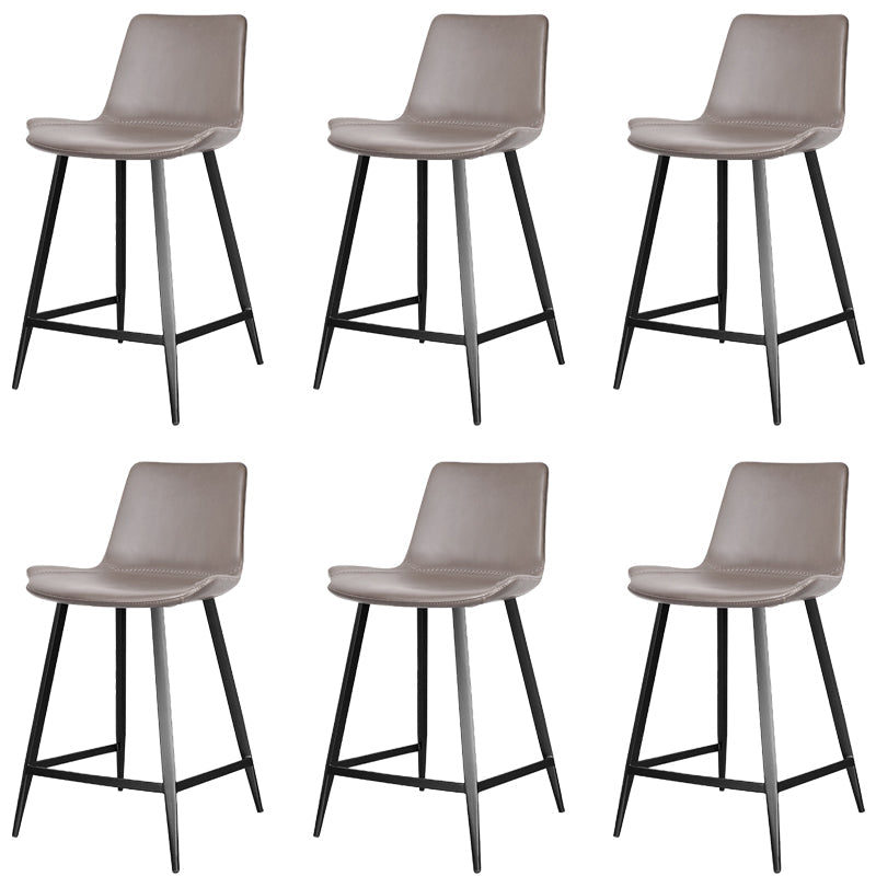 Faux Leather Upholstered Stools Low Back Bar Stools with Metal Base Gray 6 Piece Set Short Stool(22"H) Clearhalo 'Bar Furniture' 'Bar Stools' 'bar_stools' 'furn' 'furn_bar_stools' 'Furniture' 'Kitchen & Dining Furniture' 6968043
