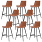 Faux Leather Upholstered Stools Low Back Bar Stools with Metal Base Brown 8 Piece Set Bar Stool(30"H) Clearhalo 'Bar Furniture' 'Bar Stools' 'bar_stools' 'furn' 'furn_bar_stools' 'Furniture' 'Kitchen & Dining Furniture' 6968044