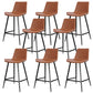 Faux Leather Upholstered Stools Low Back Bar Stools with Metal Base Brown 8 Piece Set Counter Stool(26"H) Clearhalo 'Bar Furniture' 'Bar Stools' 'bar_stools' 'furn' 'furn_bar_stools' 'Furniture' 'Kitchen & Dining Furniture' 6968045