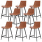 Faux Leather Upholstered Stools Low Back Bar Stools with Metal Base Brown 8 Piece Set Short Stool(22"H) Clearhalo 'Bar Furniture' 'Bar Stools' 'bar_stools' 'furn' 'furn_bar_stools' 'Furniture' 'Kitchen & Dining Furniture' 6968046