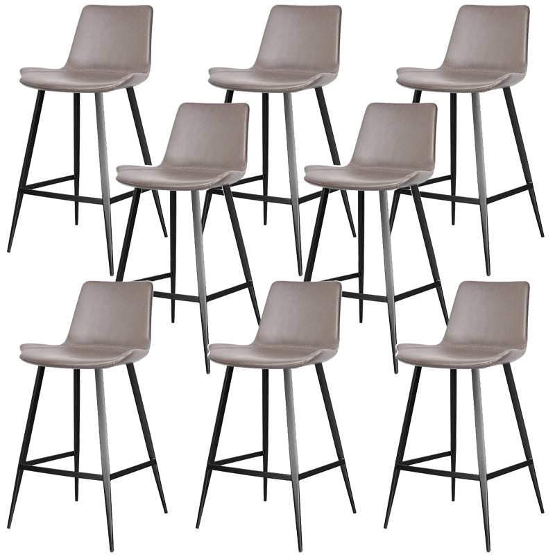 Faux Leather Upholstered Stools Low Back Bar Stools with Metal Base Gray 8 Piece Set Bar Stool(30"H) Clearhalo 'Bar Furniture' 'Bar Stools' 'bar_stools' 'furn' 'furn_bar_stools' 'Furniture' 'Kitchen & Dining Furniture' 6968047
