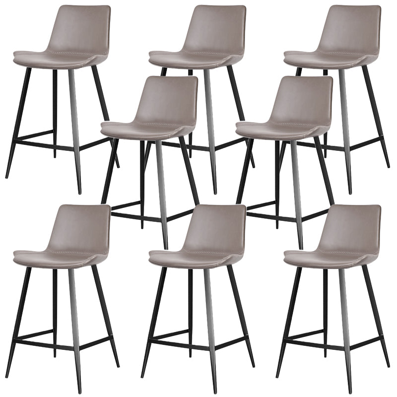 Faux Leather Upholstered Stools Low Back Bar Stools with Metal Base Gray 8 Piece Set Counter Stool(26"H) Clearhalo 'Bar Furniture' 'Bar Stools' 'bar_stools' 'furn' 'furn_bar_stools' 'Furniture' 'Kitchen & Dining Furniture' 6968048