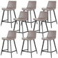 Faux Leather Upholstered Stools Low Back Bar Stools with Metal Base Gray 8 Piece Set Short Stool(22"H) Clearhalo 'Bar Furniture' 'Bar Stools' 'bar_stools' 'furn' 'furn_bar_stools' 'Furniture' 'Kitchen & Dining Furniture' 6968049