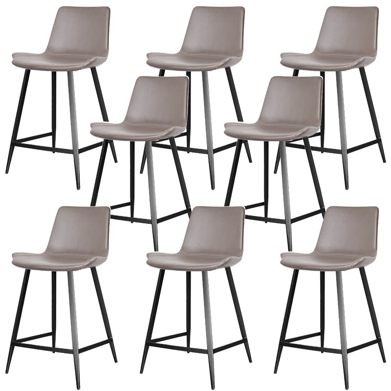 Faux Leather Upholstered Stools Low Back Bar Stools with Metal Base Gray 8 Piece Set Short Stool(22"H) Clearhalo 'Bar Furniture' 'Bar Stools' 'bar_stools' 'furn' 'furn_bar_stools' 'Furniture' 'Kitchen & Dining Furniture' 6968049