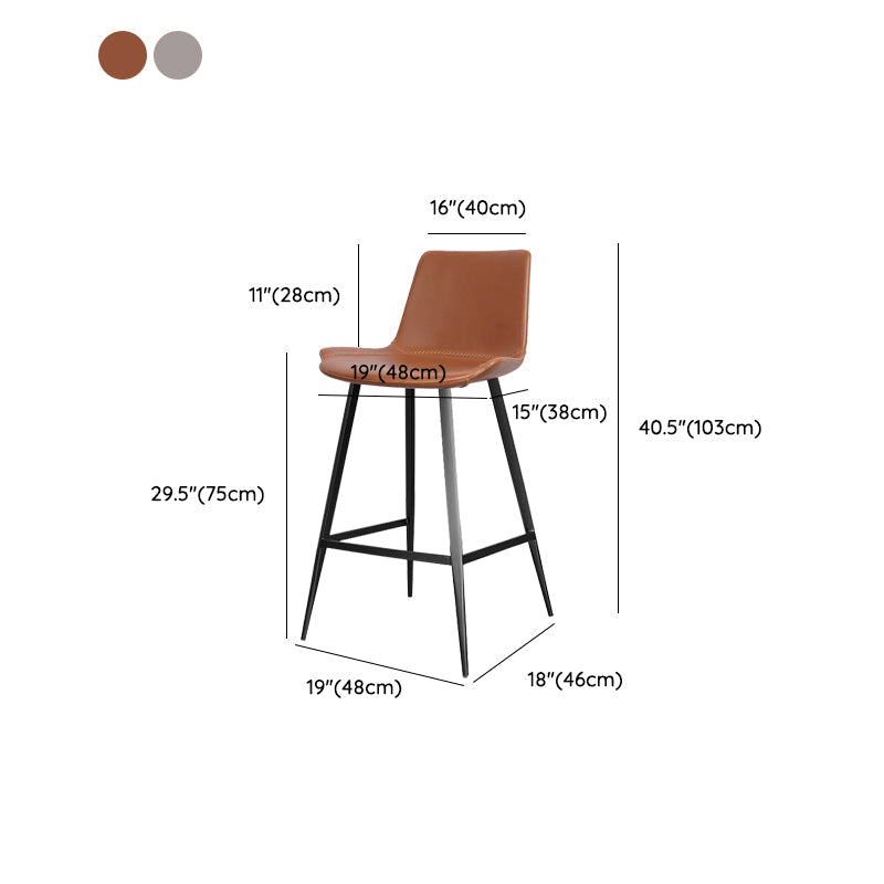 Faux Leather Upholstered Stools Low Back Bar Stools with Metal Base Clearhalo 'Bar Furniture' 'Bar Stools' 'bar_stools' 'furn' 'furn_bar_stools' 'Furniture' 'Kitchen & Dining Furniture' 6968050
