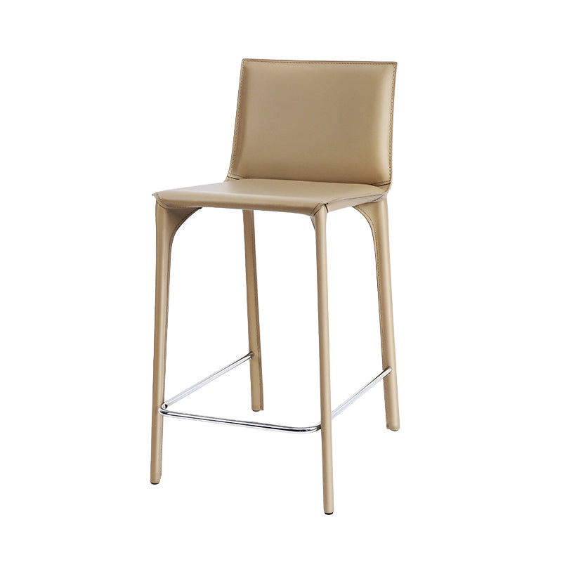 Faux Leather Upholstered Dining Stools Low Back Dining Stools Beige 1 Piece Short Stool(22"H) Clearhalo 'Bar Furniture' 'Bar Stools' 'bar_stools' 'furn' 'furn_bar_stools' 'Furniture' 'Kitchen & Dining Furniture' 6968063