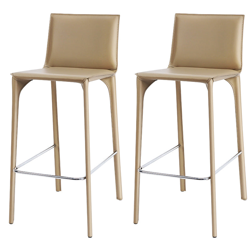 Faux Leather Upholstered Dining Stools Low Back Dining Stools Beige 2 Piece Set Bar Stool(30"H) Clearhalo 'Bar Furniture' 'Bar Stools' 'bar_stools' 'furn' 'furn_bar_stools' 'Furniture' 'Kitchen & Dining Furniture' 6968072