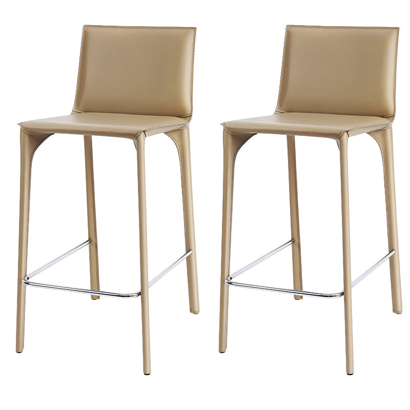 Faux Leather Upholstered Dining Stools Low Back Dining Stools Beige 2 Piece Set Counter Stool(26"H) Clearhalo 'Bar Furniture' 'Bar Stools' 'bar_stools' 'furn' 'furn_bar_stools' 'Furniture' 'Kitchen & Dining Furniture' 6968073