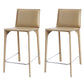 Faux Leather Upholstered Dining Stools Low Back Dining Stools Beige 2 Piece Set Short Stool(22"H) Clearhalo 'Bar Furniture' 'Bar Stools' 'bar_stools' 'furn' 'furn_bar_stools' 'Furniture' 'Kitchen & Dining Furniture' 6968074