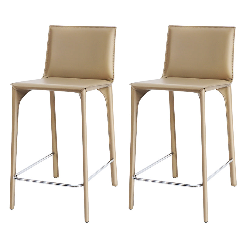 Faux Leather Upholstered Dining Stools Low Back Dining Stools Beige 2 Piece Set Short Stool(22"H) Clearhalo 'Bar Furniture' 'Bar Stools' 'bar_stools' 'furn' 'furn_bar_stools' 'Furniture' 'Kitchen & Dining Furniture' 6968074