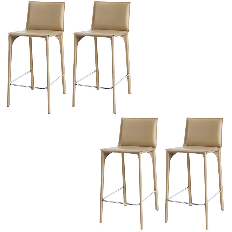 Faux Leather Upholstered Dining Stools Low Back Dining Stools Beige 4 Piece Set Counter Stool(26"H) Clearhalo 'Bar Furniture' 'Bar Stools' 'bar_stools' 'furn' 'furn_bar_stools' 'Furniture' 'Kitchen & Dining Furniture' 6968079