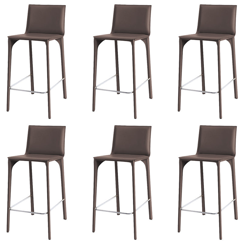 Faux Leather Upholstered Dining Stools Low Back Dining Stools Dark Gray 6 Piece Set Counter Stool(26"H) Clearhalo 'Bar Furniture' 'Bar Stools' 'bar_stools' 'furn' 'furn_bar_stools' 'Furniture' 'Kitchen & Dining Furniture' 6968082