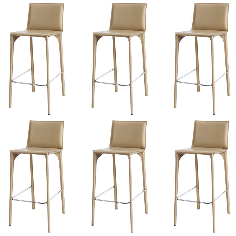 Faux Leather Upholstered Dining Stools Low Back Dining Stools Beige 6 Piece Set Bar Stool(30"H) Clearhalo 'Bar Furniture' 'Bar Stools' 'bar_stools' 'furn' 'furn_bar_stools' 'Furniture' 'Kitchen & Dining Furniture' 6968084