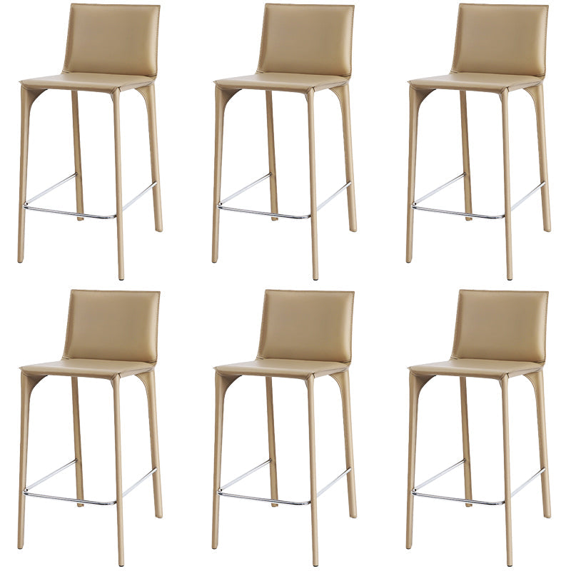 Faux Leather Upholstered Dining Stools Low Back Dining Stools Beige 6 Piece Set Counter Stool(26"H) Clearhalo 'Bar Furniture' 'Bar Stools' 'bar_stools' 'furn' 'furn_bar_stools' 'Furniture' 'Kitchen & Dining Furniture' 6968085