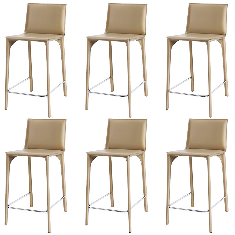 Faux Leather Upholstered Dining Stools Low Back Dining Stools Beige 6 Piece Set Short Stool(22"H) Clearhalo 'Bar Furniture' 'Bar Stools' 'bar_stools' 'furn' 'furn_bar_stools' 'Furniture' 'Kitchen & Dining Furniture' 6968086