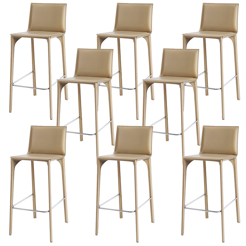 Faux Leather Upholstered Dining Stools Low Back Dining Stools Beige 8 Piece Set Bar Stool(30"H) Clearhalo 'Bar Furniture' 'Bar Stools' 'bar_stools' 'furn' 'furn_bar_stools' 'Furniture' 'Kitchen & Dining Furniture' 6968090