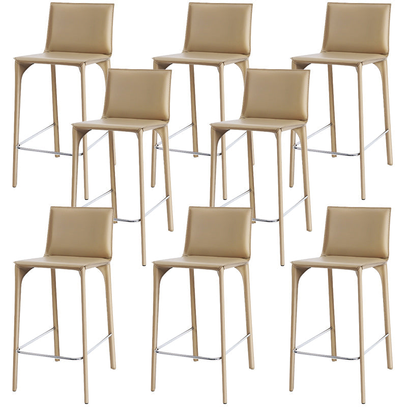 Faux Leather Upholstered Dining Stools Low Back Dining Stools Beige 8 Piece Set Counter Stool(26"H) Clearhalo 'Bar Furniture' 'Bar Stools' 'bar_stools' 'furn' 'furn_bar_stools' 'Furniture' 'Kitchen & Dining Furniture' 6968091