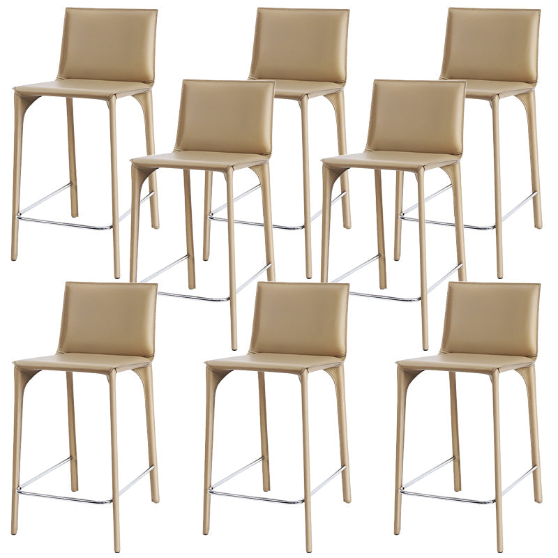 Faux Leather Upholstered Dining Stools Low Back Dining Stools Beige 8 Piece Set Short Stool(22"H) Clearhalo 'Bar Furniture' 'Bar Stools' 'bar_stools' 'furn' 'furn_bar_stools' 'Furniture' 'Kitchen & Dining Furniture' 6968092